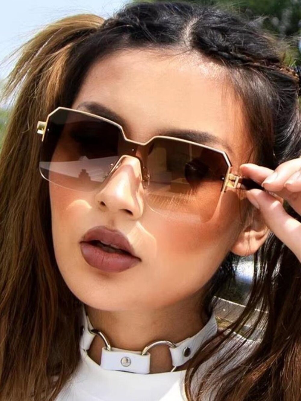 Retro Frameless Square Sunglasses